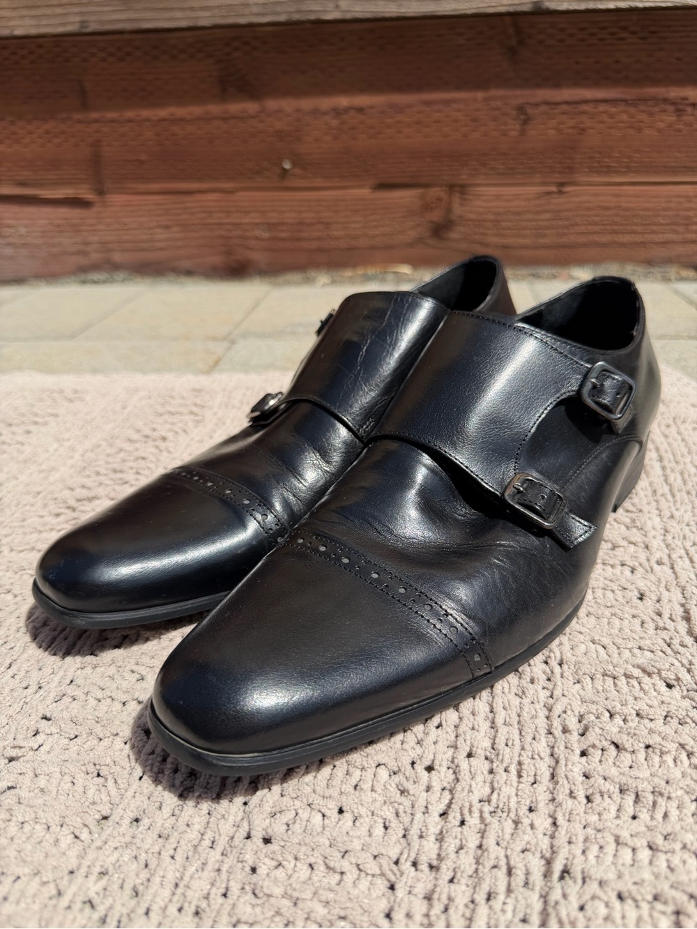 Aldo Men's Double Monk Strap Black Dress Shoes